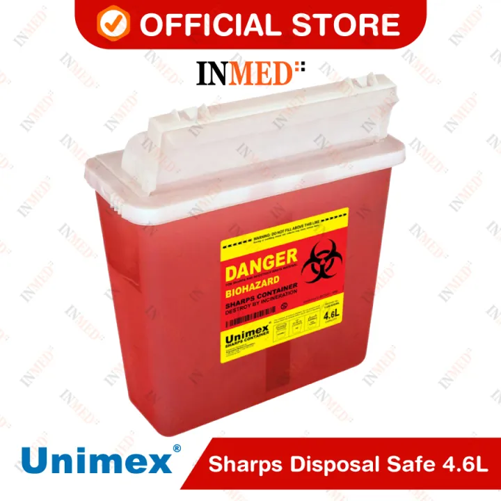 Unimex Sharps Disposal Safe 4.6L Red