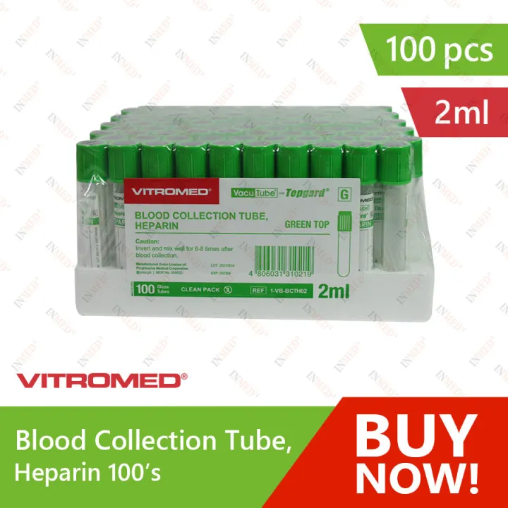 Vitromed Blood Collection Tube, Heparin 2ml 100s