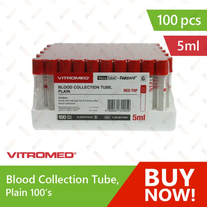 Vitromed Blood Collection Tube, Plain 5ml 100s