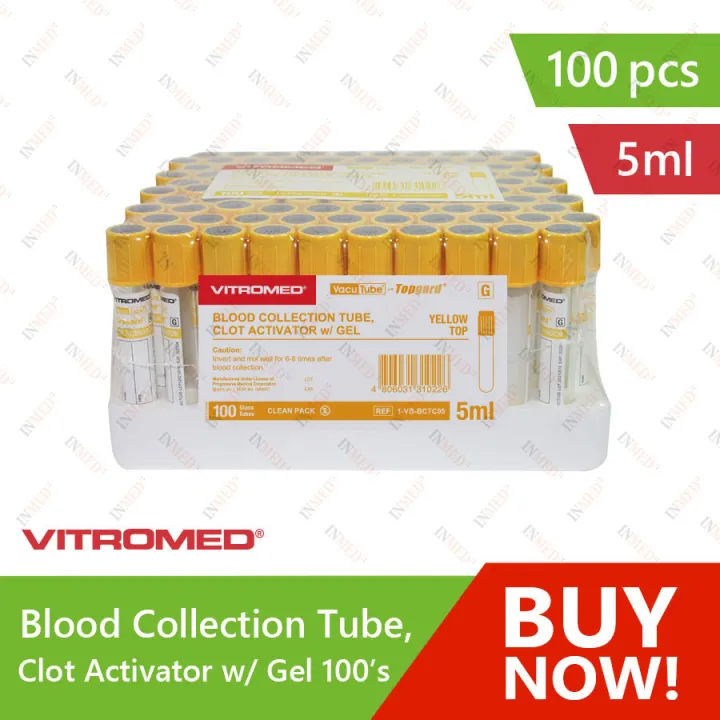 Vitromed Blood Collection Tube, Clot Activator w/ Gel 5ml 100s